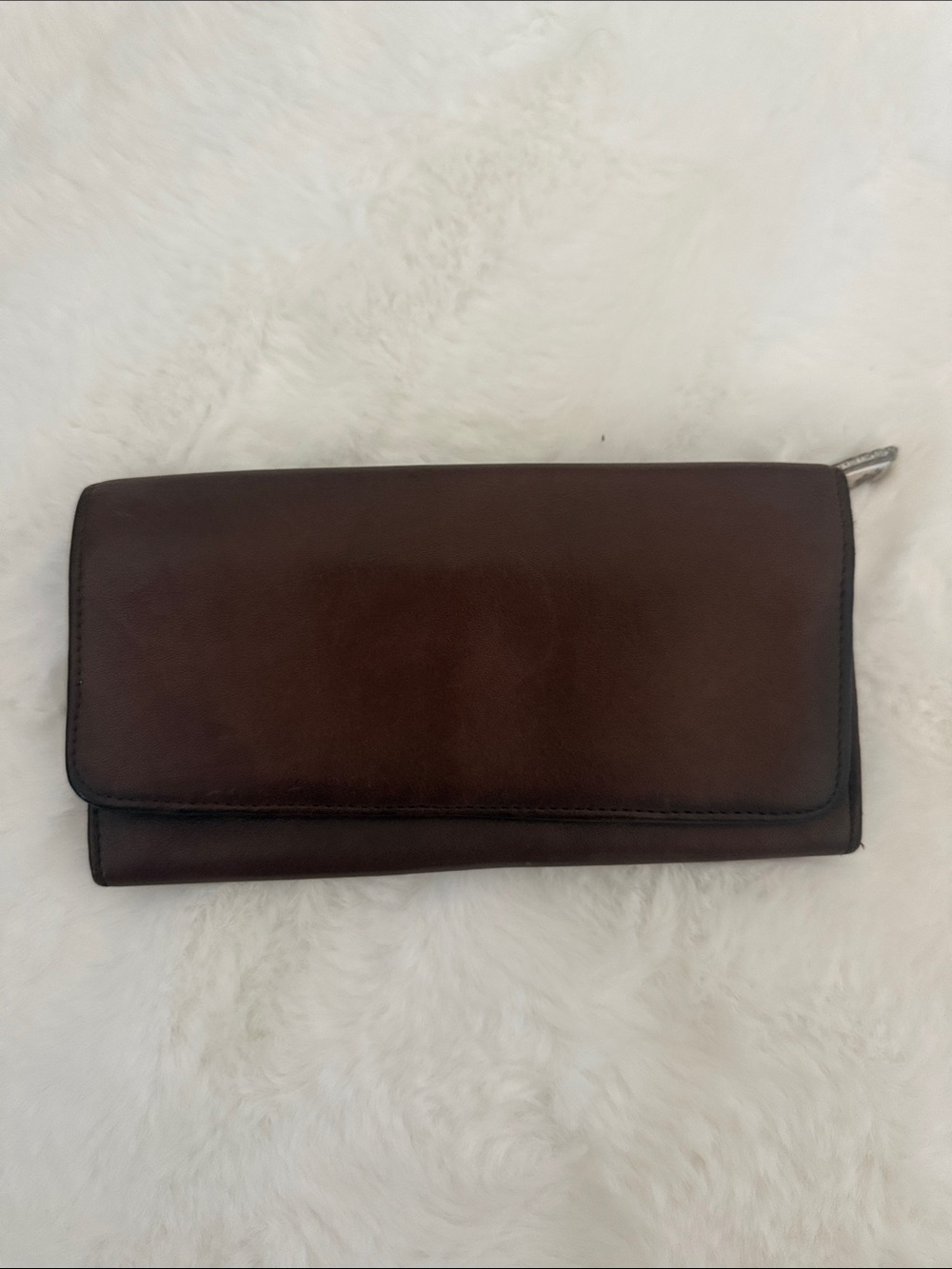 Dark Brown Fossil Leather Zip Wallet